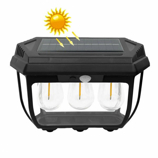 Тройна външна соларна LED лампа със сензор за движение HW 669 3W - мощност 38W